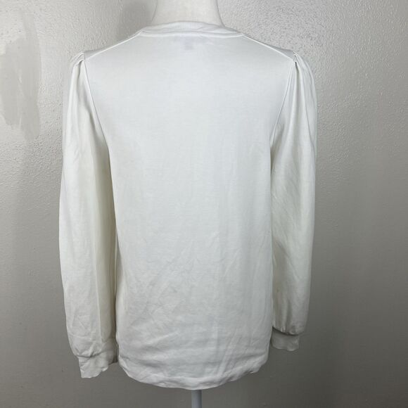 Massimo Dutti Sweater Women Medium Ivory Puff Long Sleeve Stretch Pullover - Picture 4 of 16